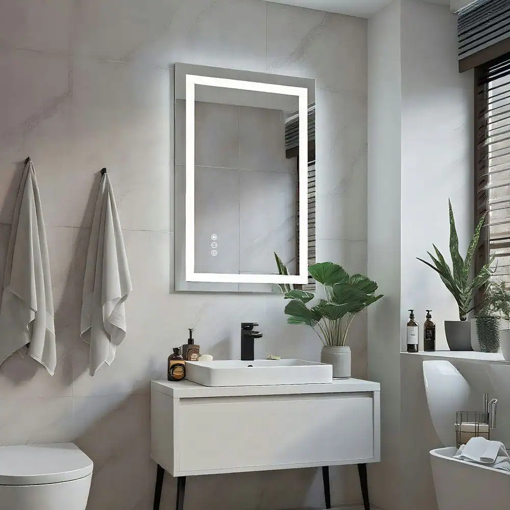 Alt View 7. Kadyn - 32x24 Inch Frameless Rectangle LED Bathroom Mirror for Vanity Lighting.