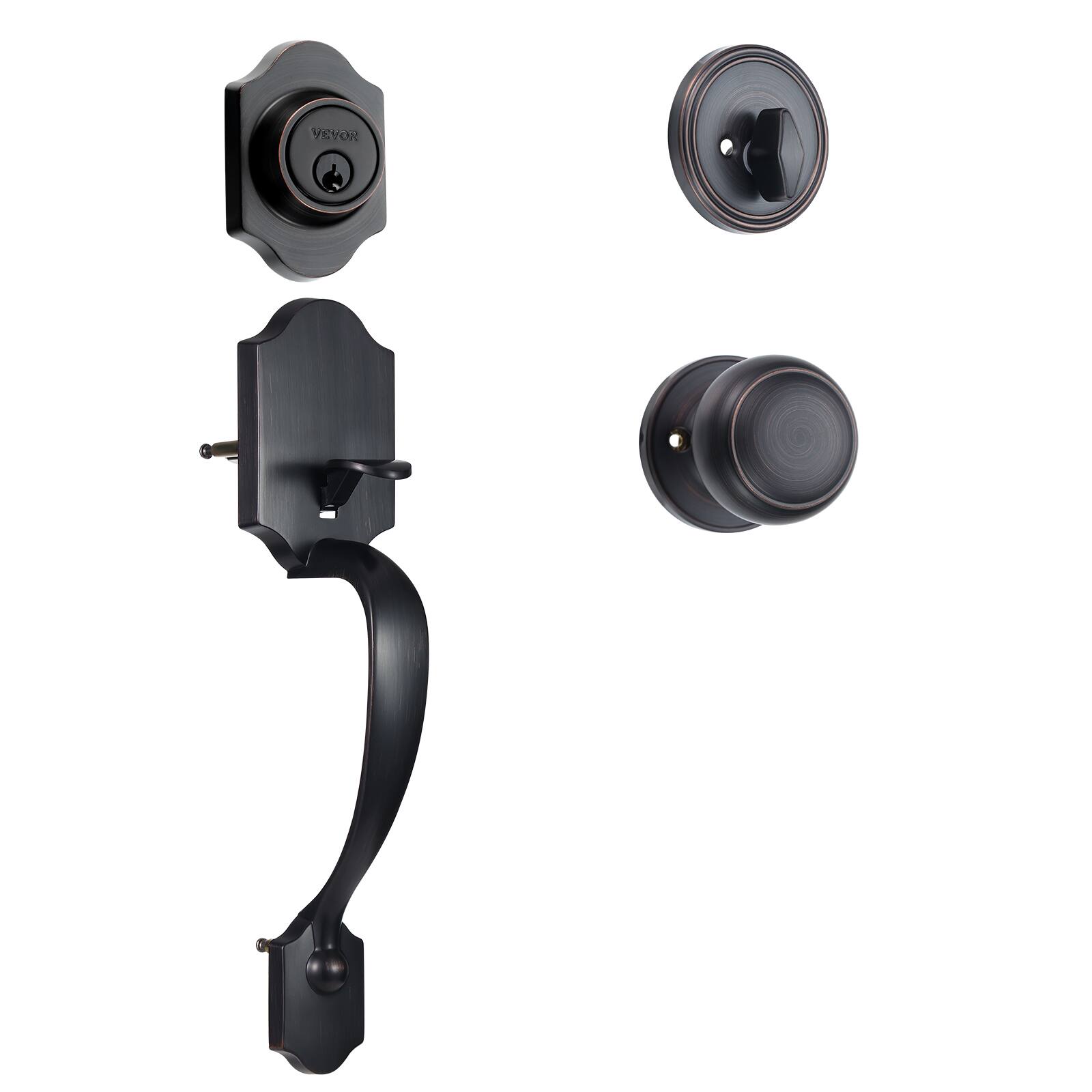 VEVOR - Front Door Handle and Deadbolt Set, Front Door Lock Set, Adjustable Hole Spacing Single Cylinder Handleset - Black