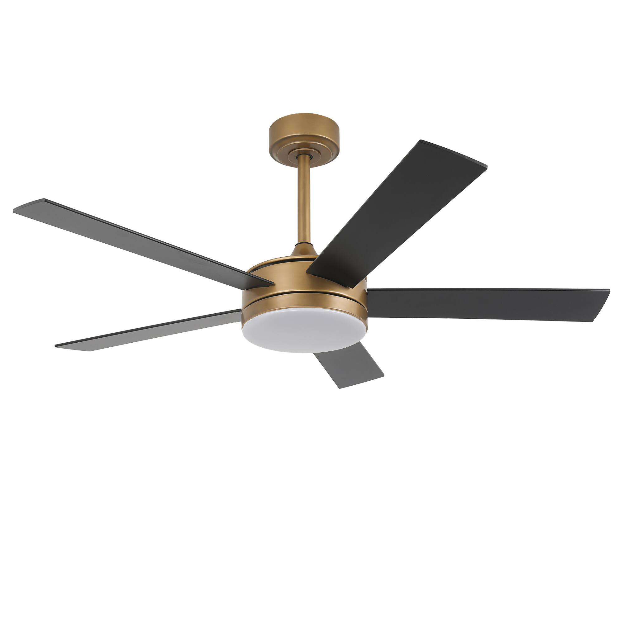 Alt View 4. Vaczon - 48" Modern Dimmable LED Smart Ceiling Fan with Light and App, Remote and Reversible Blades - Gold.