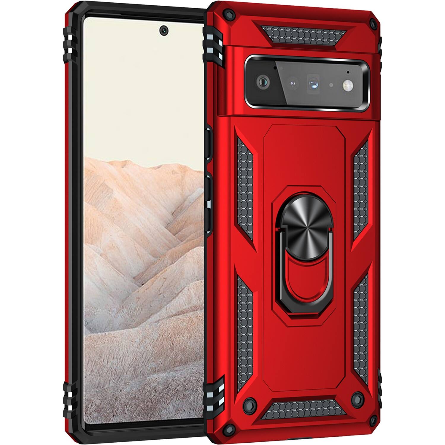 Alt View 13. SaharaCase - Kickstand with Belt Clip Case for Google Pixel 6 Pro - Red.