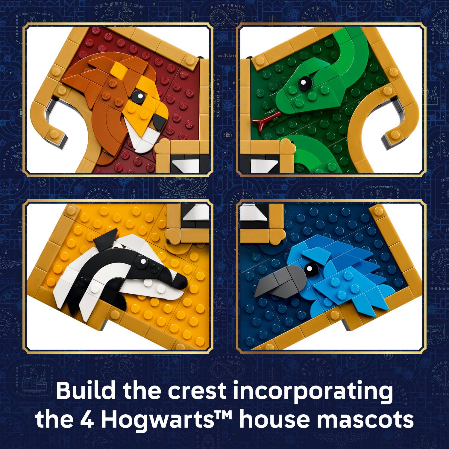 Build the crest incorporating the 4 Hogwarts™ house mascots