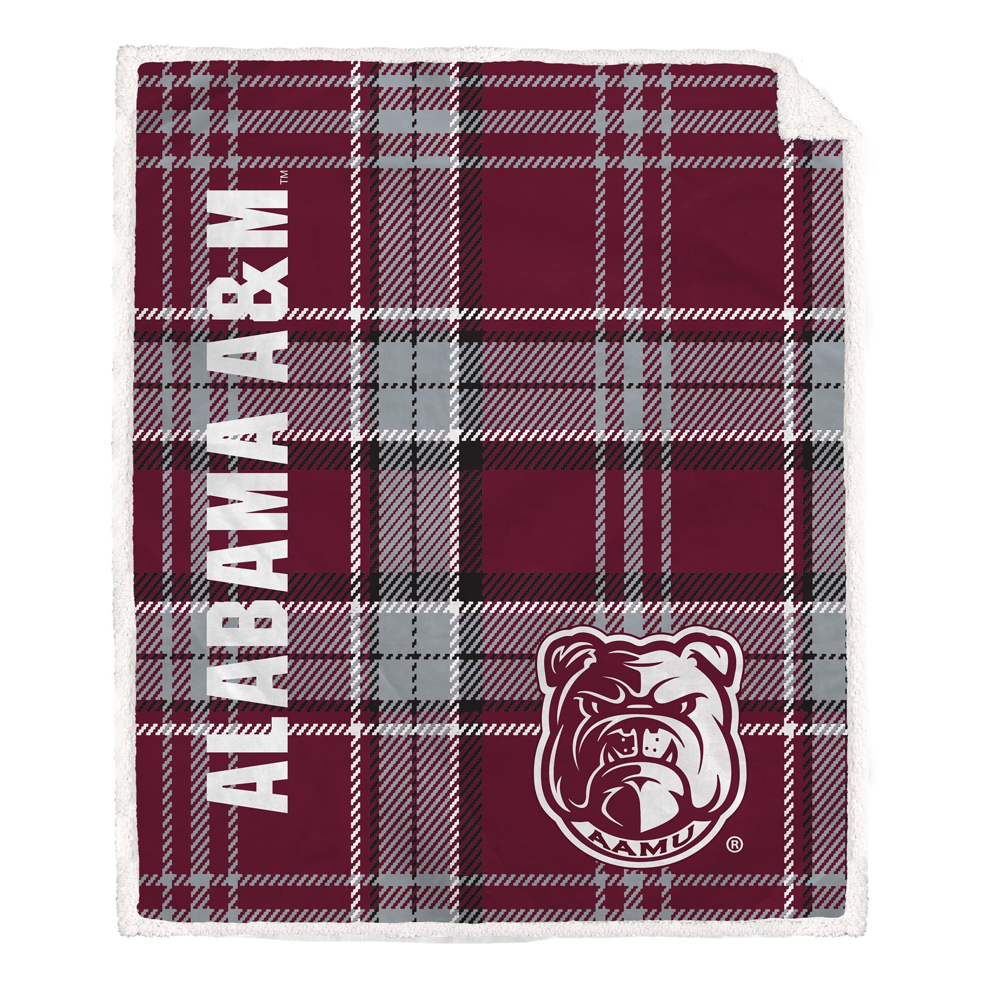 Pegasus - Alabama A&M Bulldogs 50" x 60" Playmaker Plaid Ultra Cozy Sherpa Throw - Multicolor