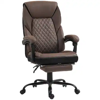 Front. APRILSOUL - Executive Office Chair with FootRest Ergonomic Chair Reclining Swivel Chair with High Back Adjustable Height Dark Brown - Brown.