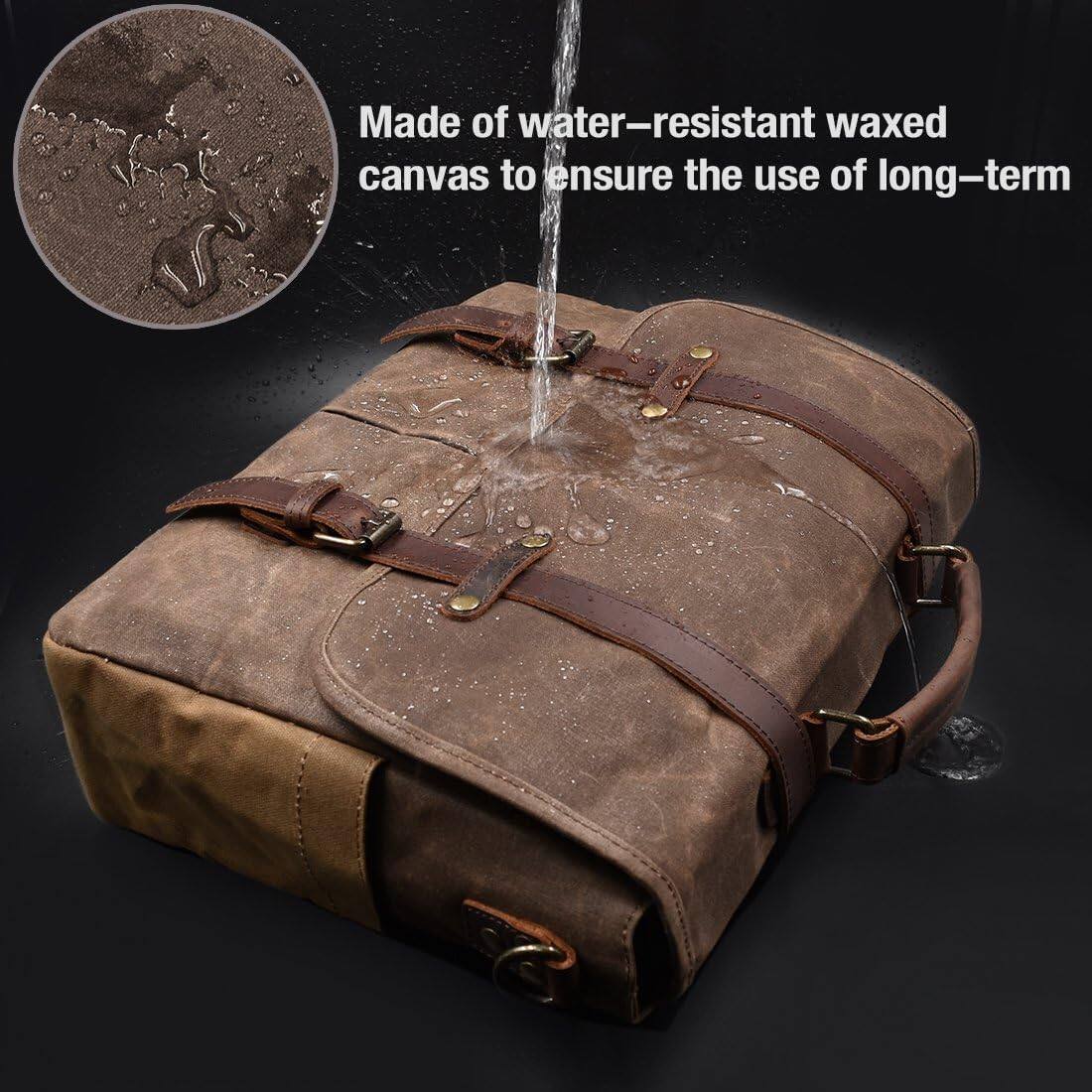 Made of water-resistant waxed canvas to ensure the use of long-term