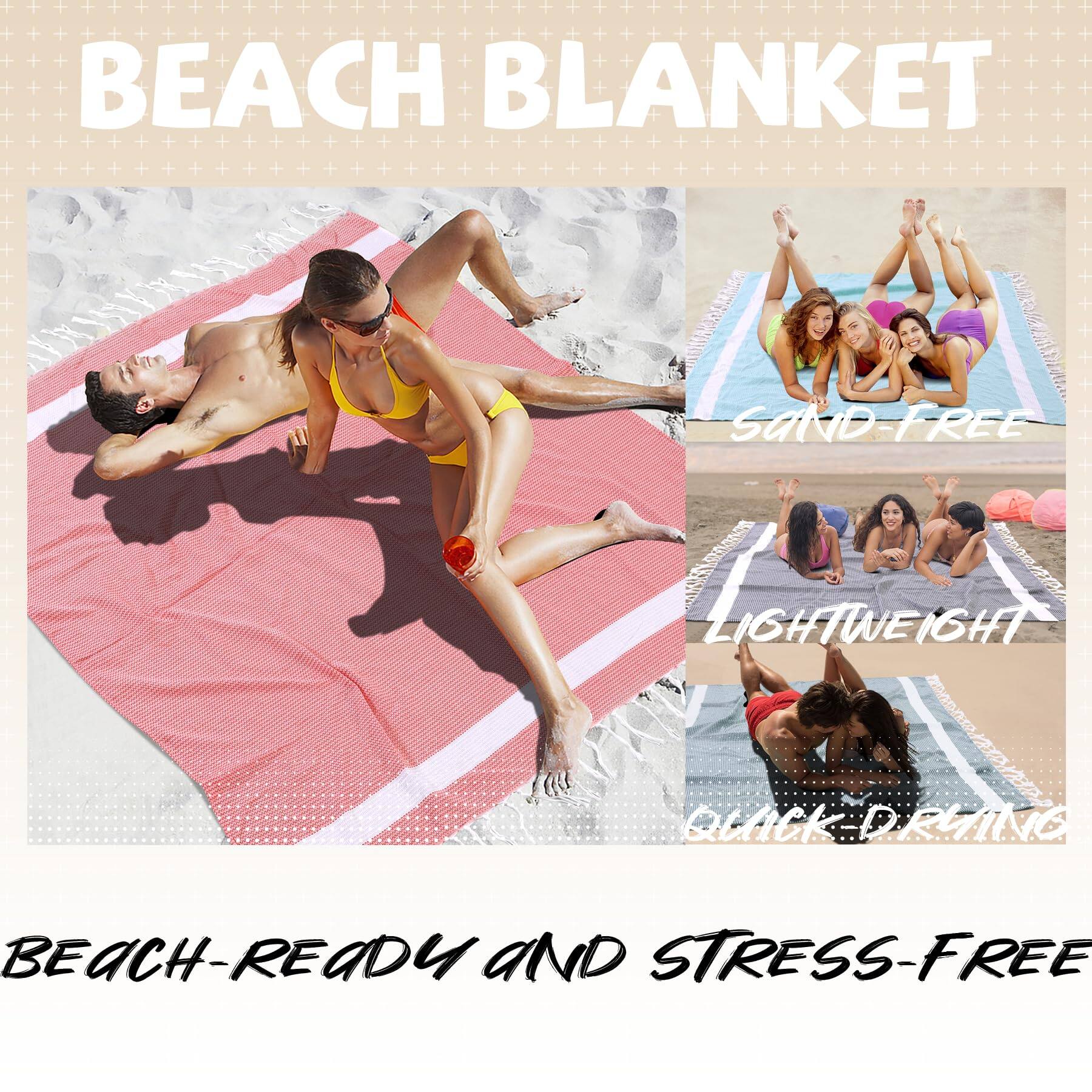 BEACH BLANKET

SAND-FREE  
LIGHTWEIGHT  
QUICK-DRYING  
BEACH-READY AND STRESS-FREE