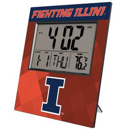 Keyscaper - Illinois Fighting Illini Color Block Digital Desk Clock - Multicolor