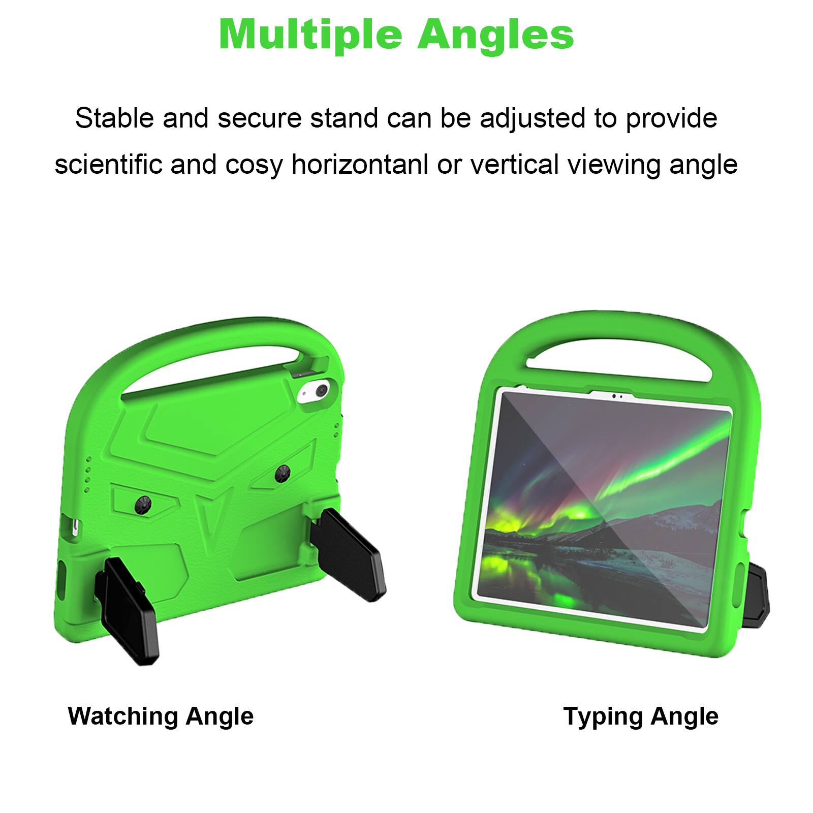 Multiple Angles

Stable and secure stand can be adjusted to provide scientific and cosy horizontal or vertical viewing angle

Watching Angle

Typing Angle