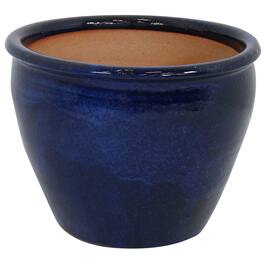 Sunnydaze - 14.5 in Chalet High-Fired Glazed Ceramic Planter - Imperial Blue
