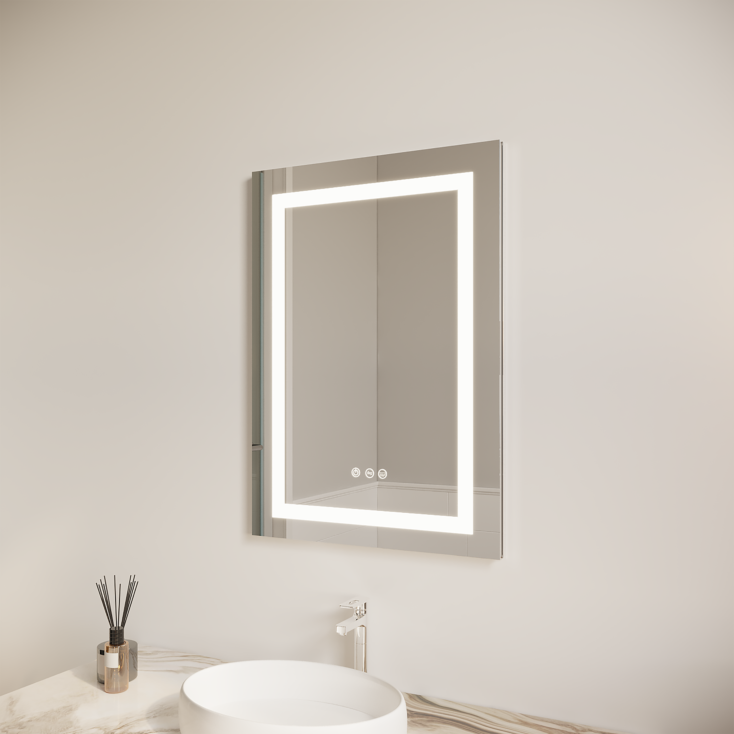 Back. Boyel Living - 26x20 Inch Bathroom Medicine Cabinet with LED Mirror Single Door Left Open Anti Fog Waterproof - Silver.