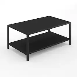 Martha Stewart - Lily Pond All-Weather Steel Frame Patio Coffee Table with Lower Shelf - Black