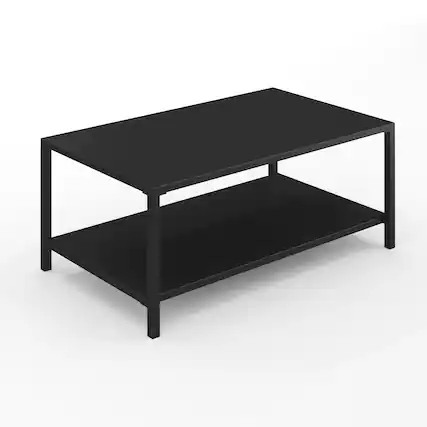 Front. Martha Stewart - Lily Pond All-Weather Steel Frame Patio Coffee Table with Lower Shelf - Black.