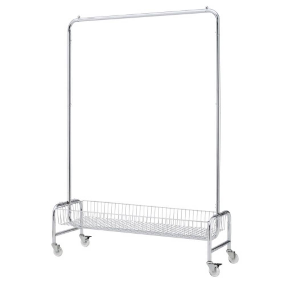Alt View 1. LUCKY ONE - Rolling Garment Rack w/ Basket Heavy Duty 800LBS 2-Piece Set on Wheels - Silver.