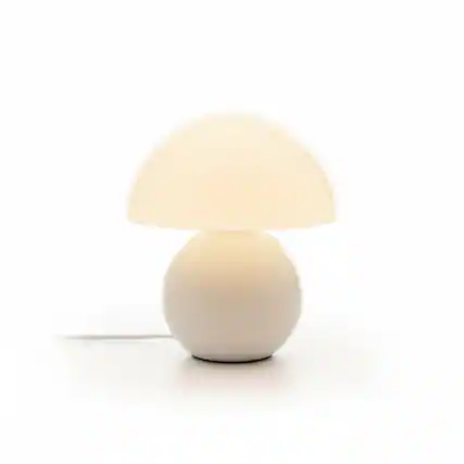 Front. FINEAK - Mushroom Table Lamp - Cute Mini Modern Bedside/Desk Lamp (White) - White.