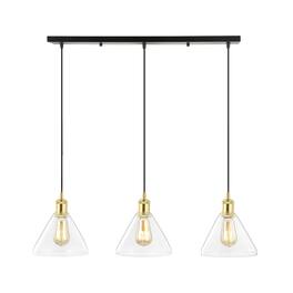 Jonathan Y - Kiawah Island 30.5" 3-Light Metal/Glass Contemporary Modern LED Pendant - Brass Gold/Black