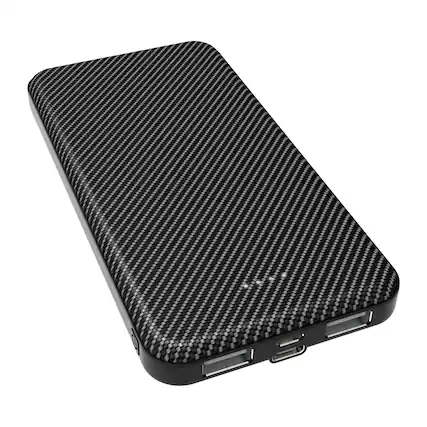 Front. Xyst - 10,000-mAh Dual-USB Slim Portable Power Pack - Black.
