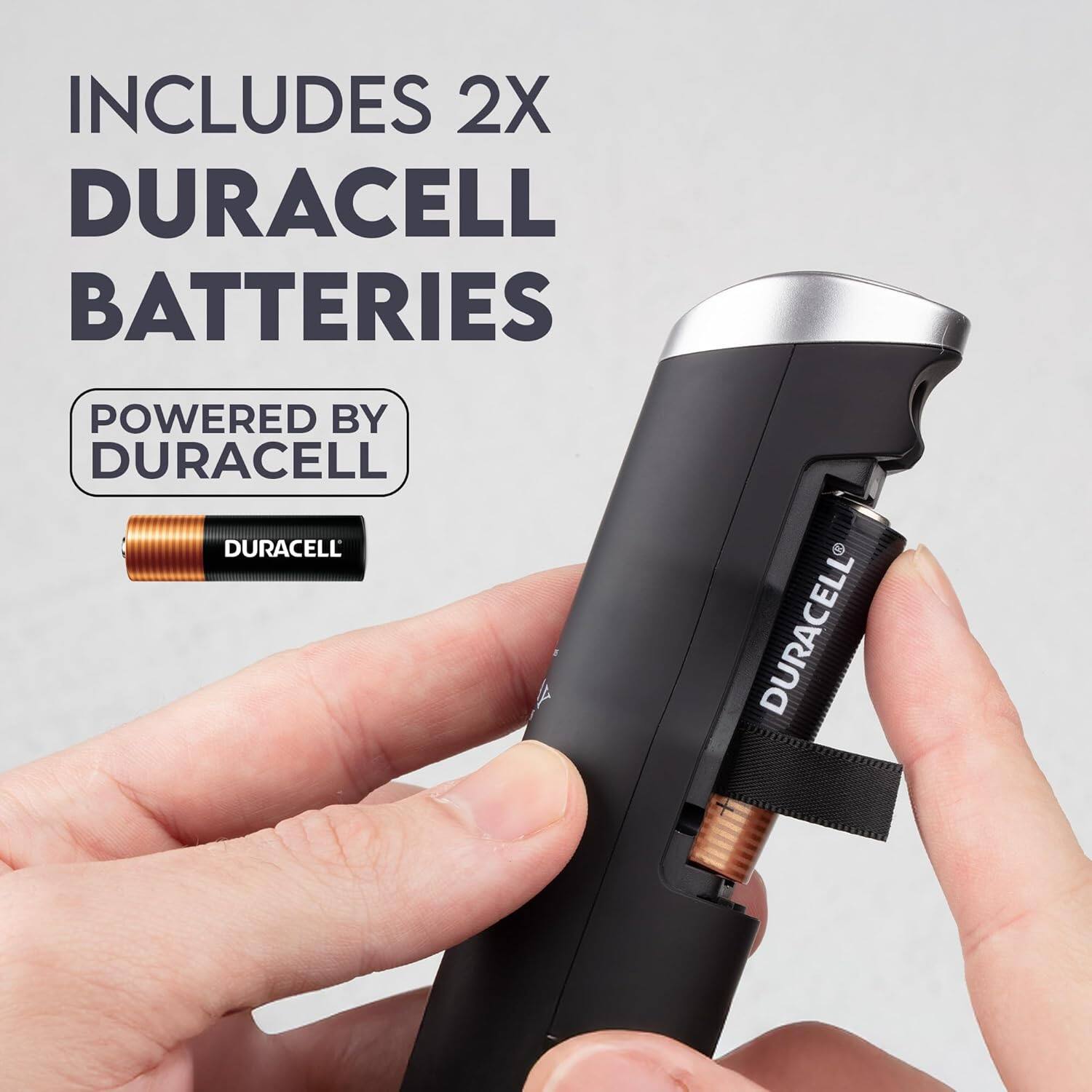 INCLUDES 2X DURACELL BATTERIES  
POWERED BY DURACELL
