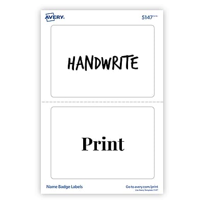 AVERY  
5147  

HANDWRITE  

Print  

Name Badge Labels  
Go to avery.com/print