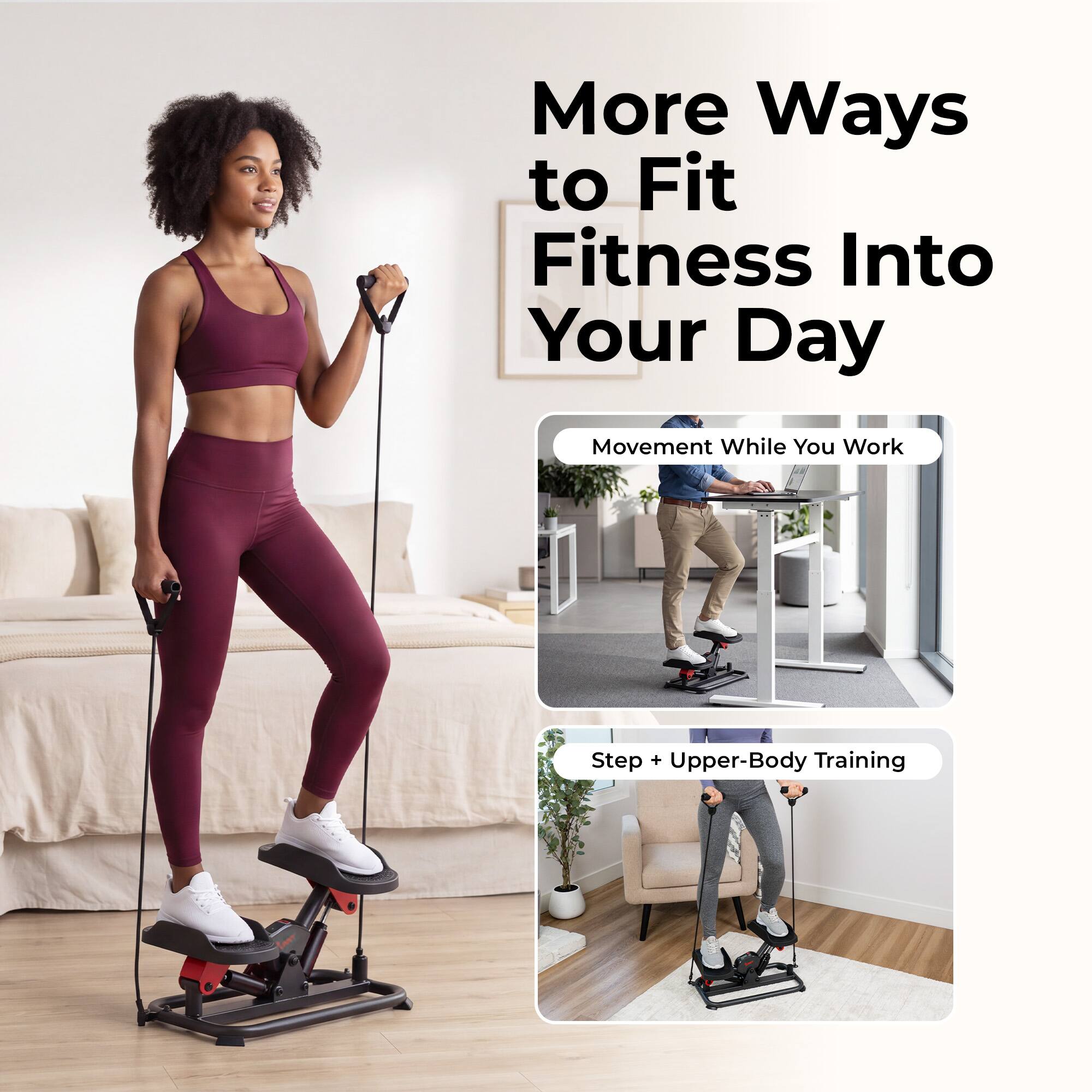 More Ways to Fit Fitness Into Your Day

Movement While You Work

Step + Upper-Body Training