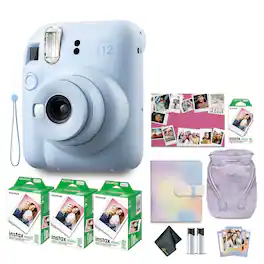 Fujifilm - INSTAX MINI 12 Instant Film Holiday Camera Bundle 2024 - Pastel Blue