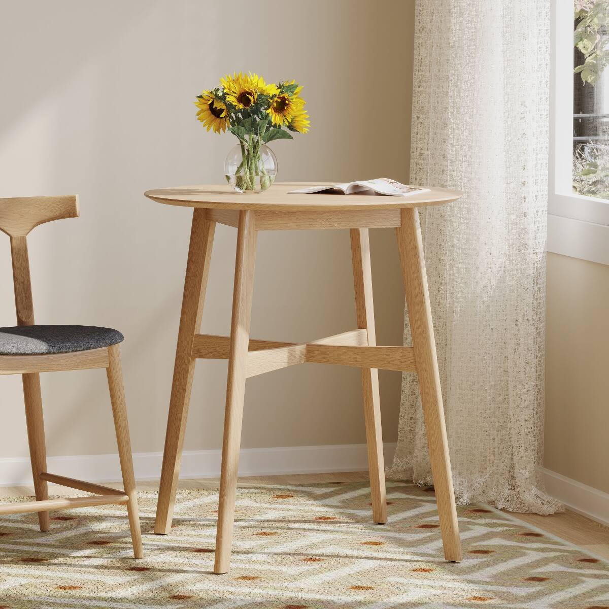 Loheer Round Counter Height Dining Table, 35.4 Inch Indoor Table ...