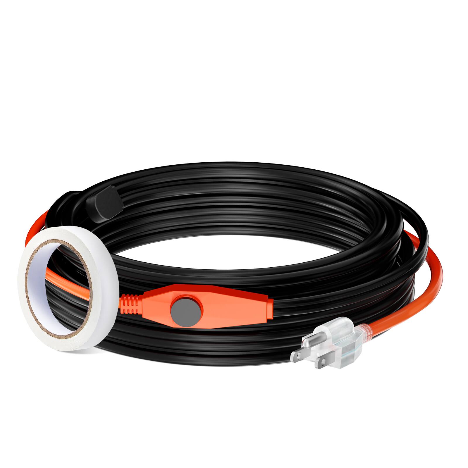 Alt View 5. VEVOR - Pipe Heating Cable, 30FT 7W/FT Heat Tape for Pipes with Built-in Thermostat, Water Pipe Heat Cable Protects PVC Hose - Black;Orange.