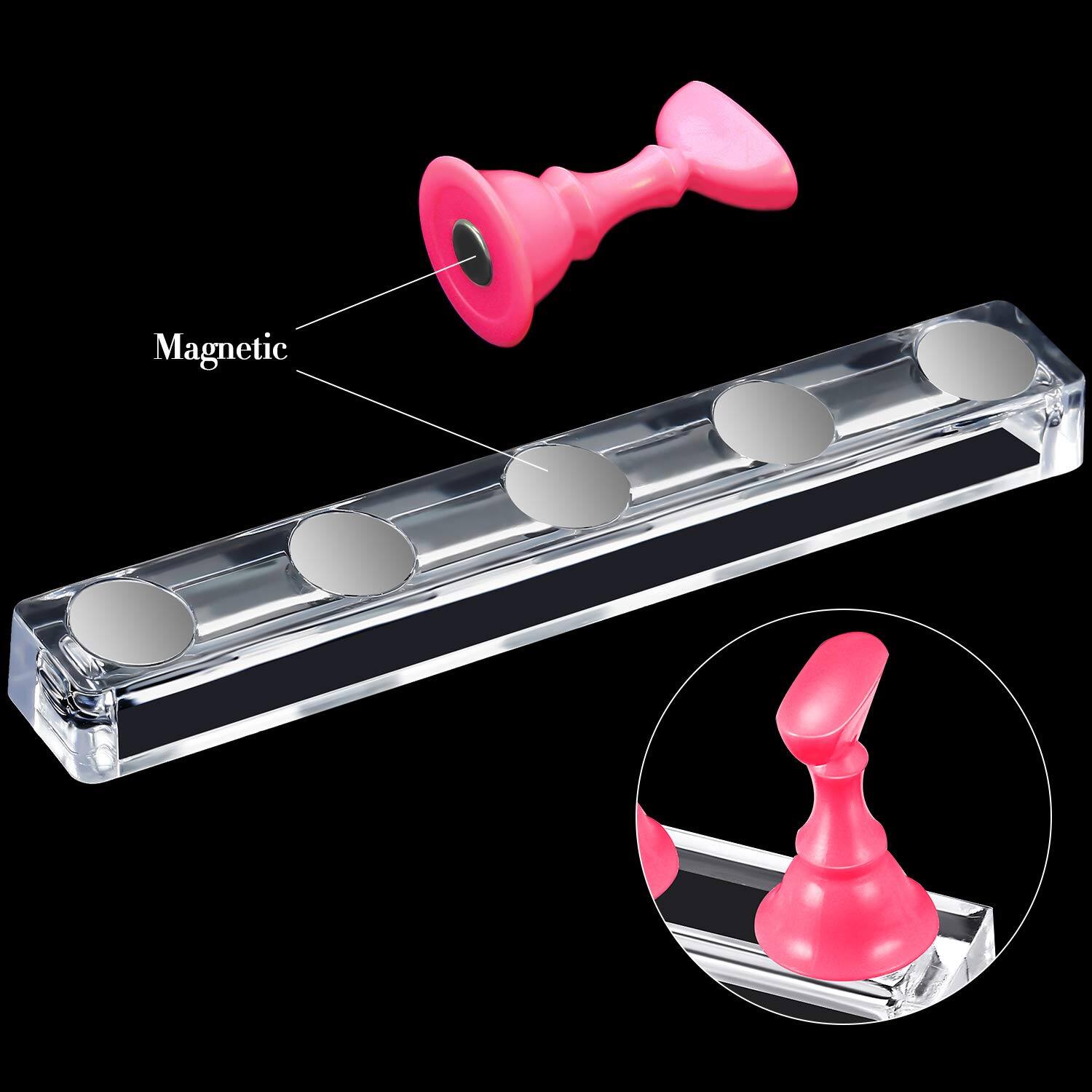 Left. Stylel Star - Set Stand Painting Press Holder Magnetic Tips Fingernail Display Stands Diy Crystal Holders Pieces White Reusable.