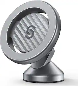 Syncwire - Adjustable Magnetic Car Mount for MagSafe, Compact 360° Rotating Stick-On Phone Holder for Dashboard - Titanium Silver