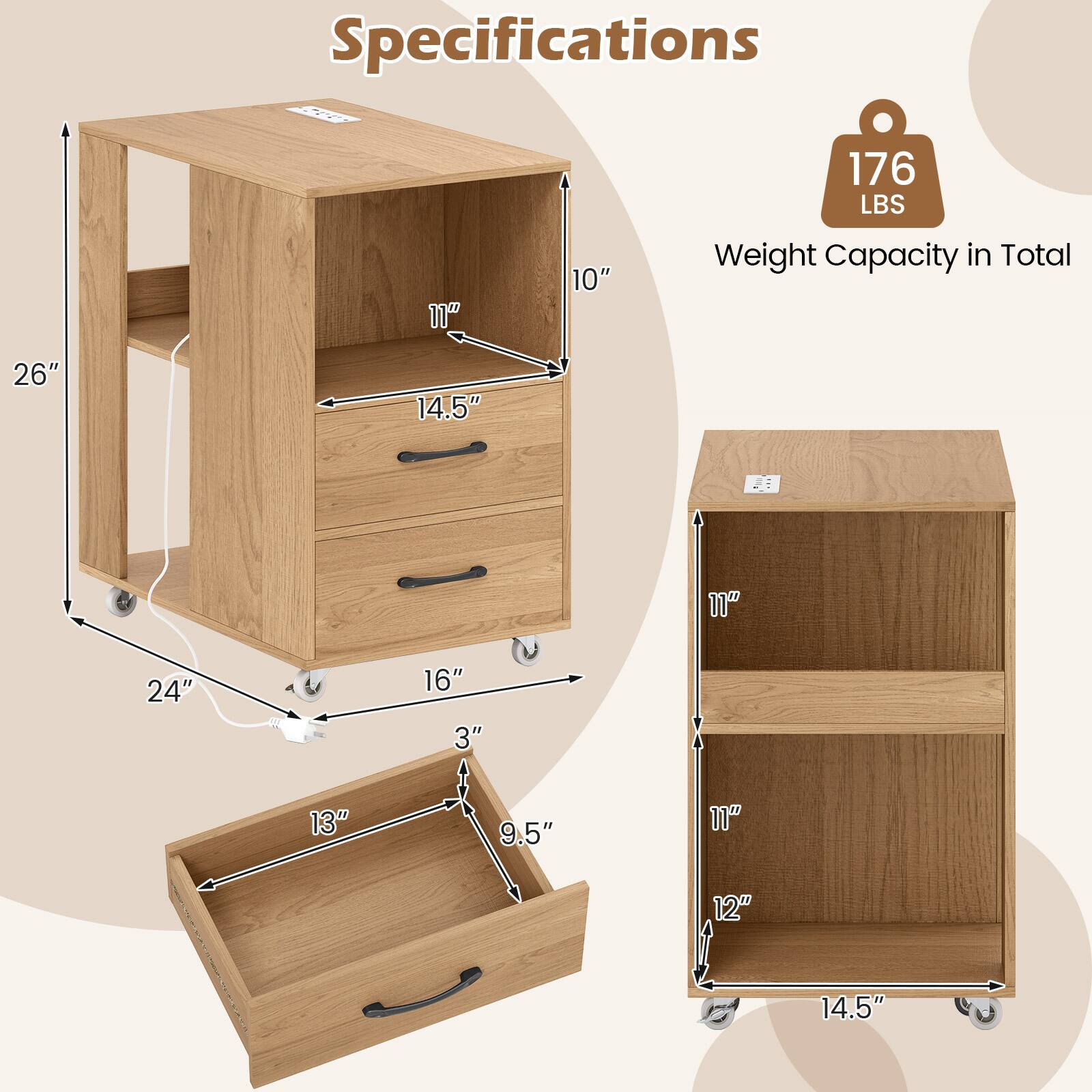 Specifications  
176 LBS  
Weight Capacity in Total  
26"  
10"  
14.5"  
24"  
16"  
3"  
11" X 13"  
9.5"  
11"  
12"  
14.5"