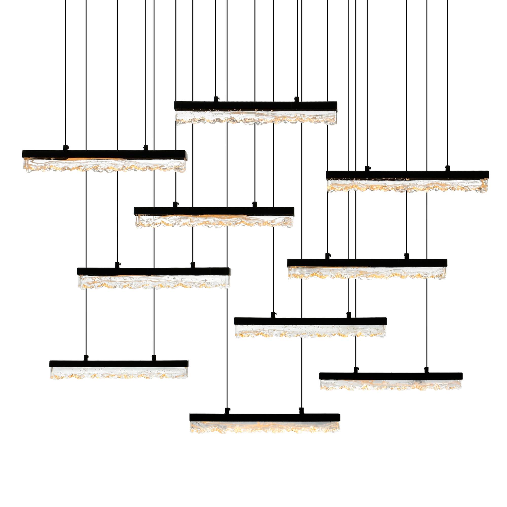 Angle. CWI Lighting - Stagger Integrated LED Black Chandelier - Black.