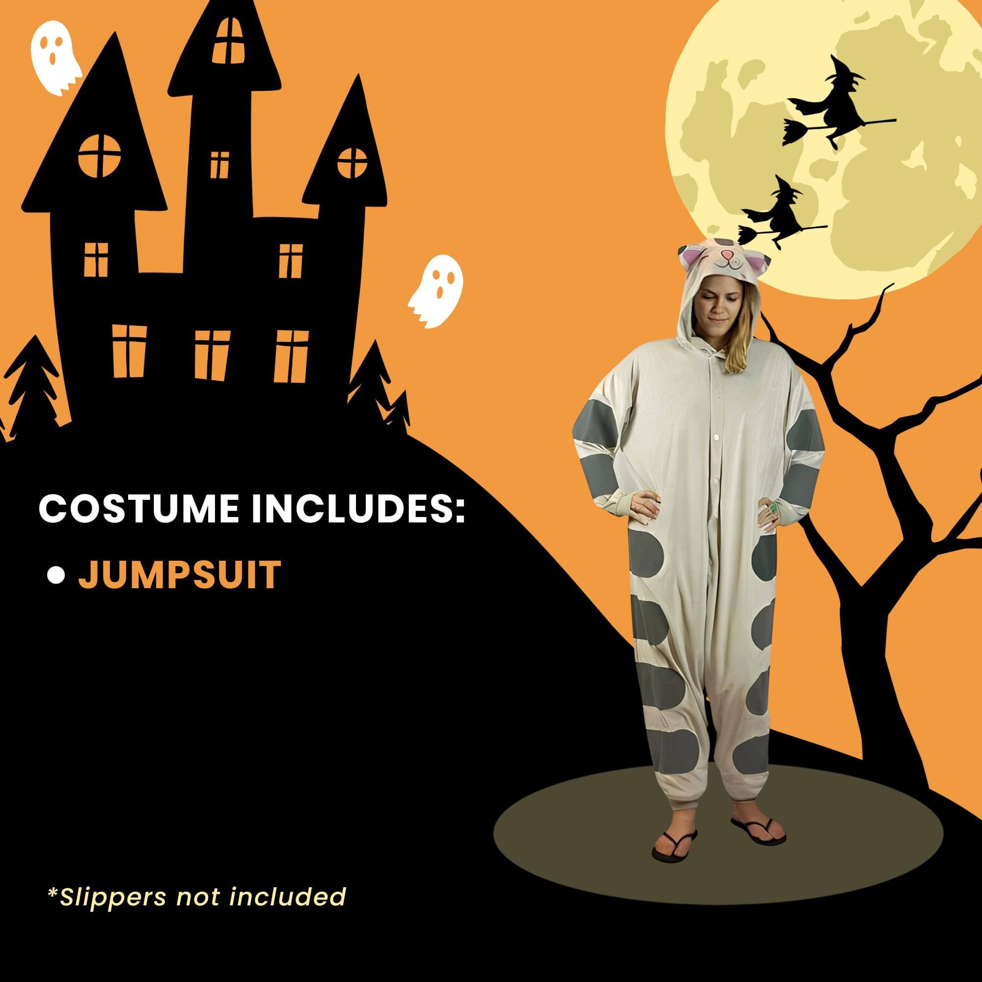 COSTUME INCLUDES:  
- JUMPSUIT  

*Slippers not included