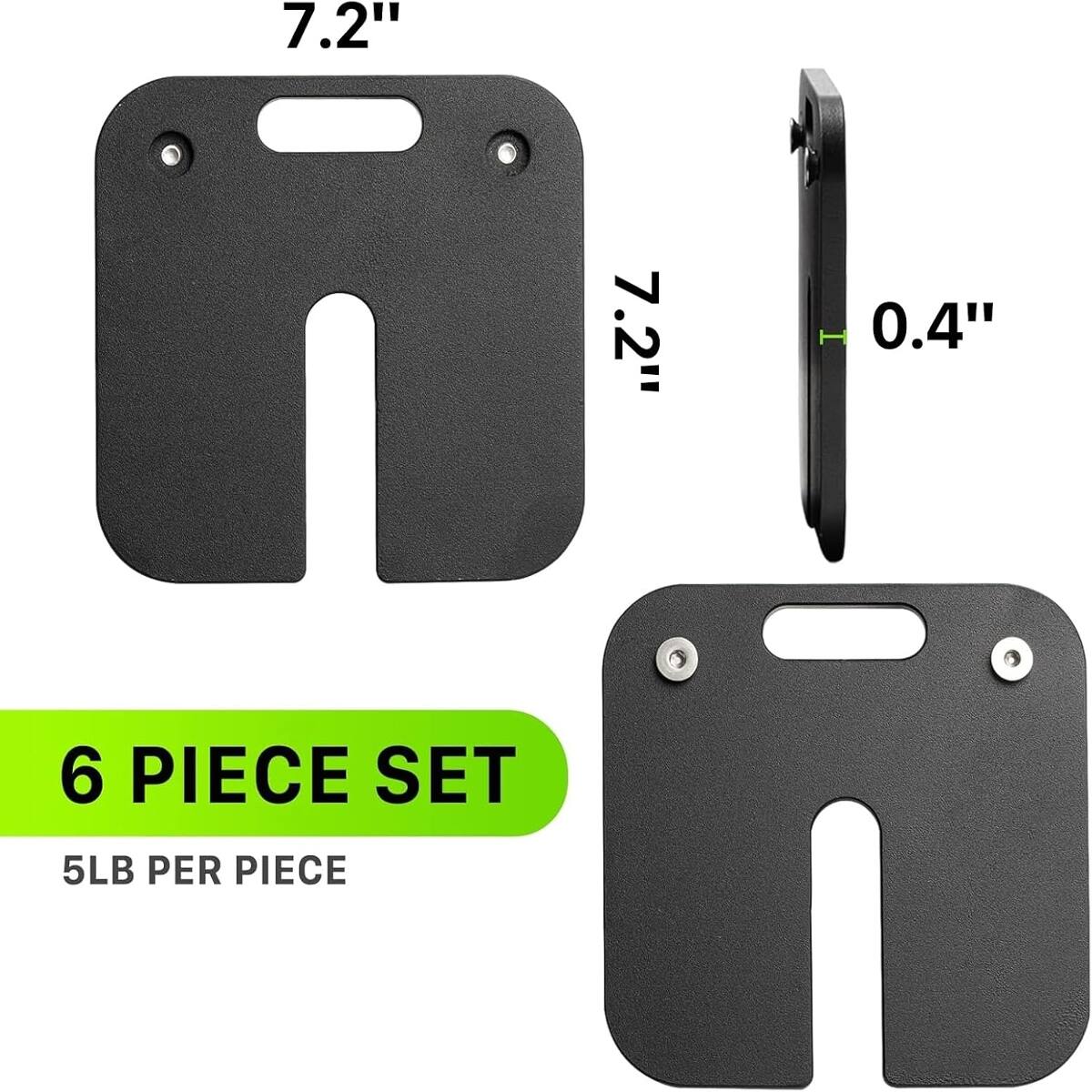 7.2" 7.2" 0.4" 6 PIECE SET 5LB PER PIECE