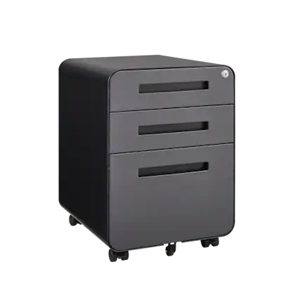 Front. GOODSILO - 3-Drawer Mobile File Cabinet Under Desk - Versatile Storage for Legal/Letter/A4 Files, Anti-Tilting, Steel - Dark Grey.