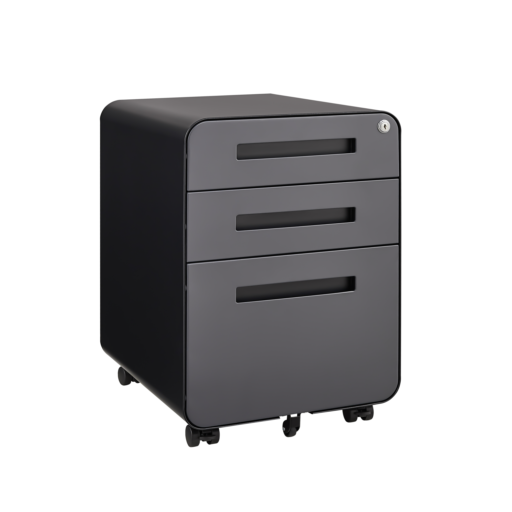 Ecooso - 3 Drawer Mobile File Cabinet, Simple Rolling Office File Storage Organizer with Anti-Tilt Design and Steel Material - DARK GREY