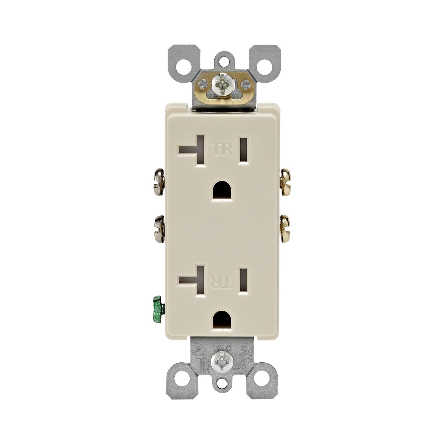 Front. Leviton - Leviton Decora 20 amps 125 V Duplex Light Almond Tamper Resistant Outlet 5-20R 1 pk - Light Almond.