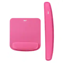 Oumilen - Ergonomic Wrist Rest Set - Mouse Pad with Memory Foam Support and Keyboard Wrist Rest for Pain Relief - Pink