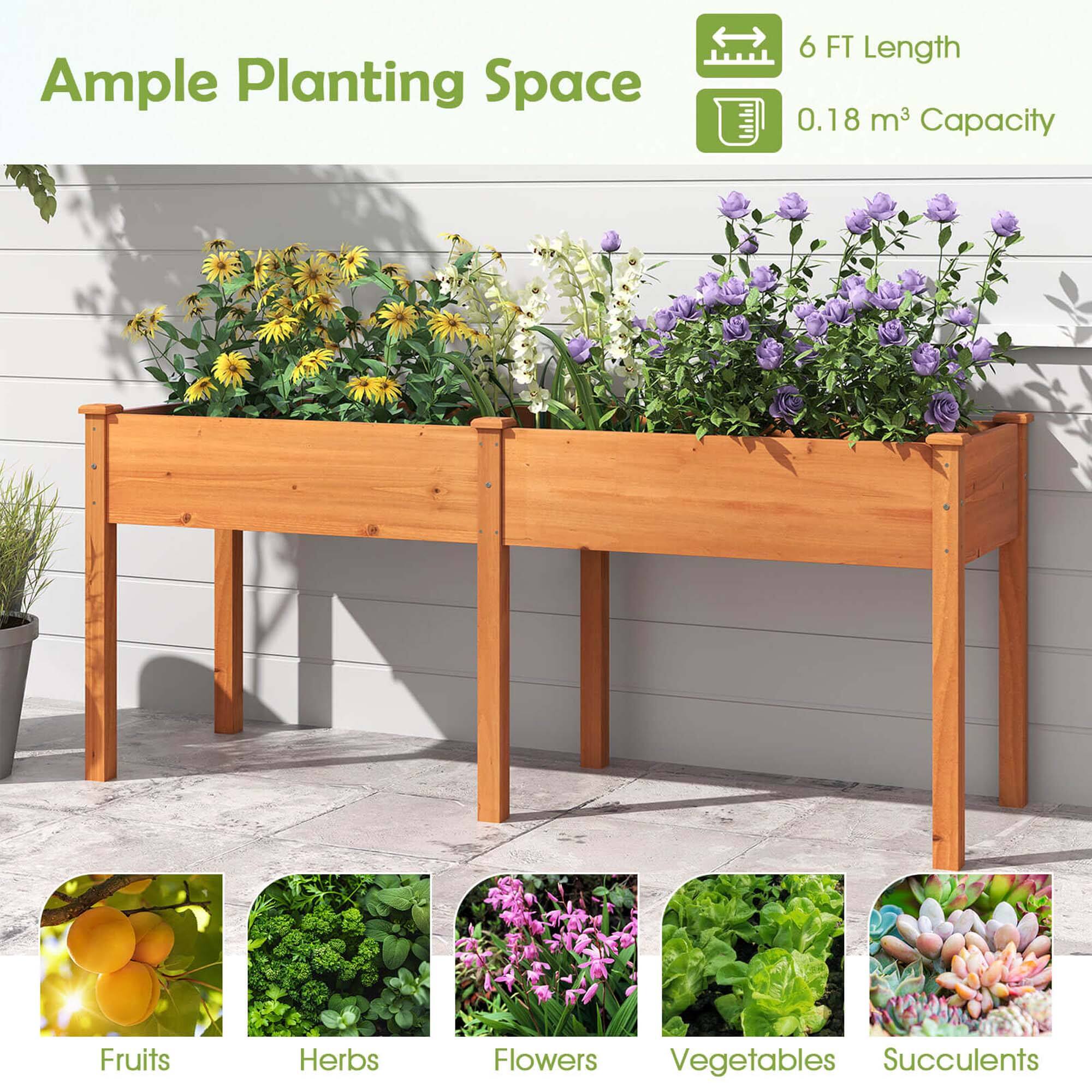 Ample Planting Space: 6 FT Length, 0.18 m3 Capacity, Fruits, Herbs, Flowers, Vegetables, Succulents.