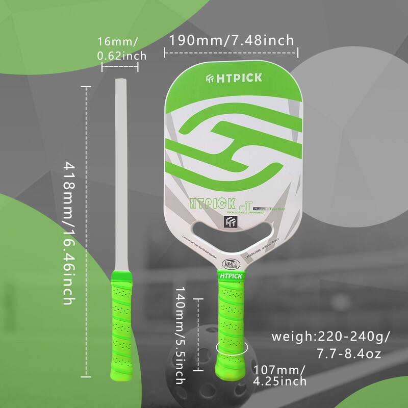 - 418mm / 16.46inch
- 190mm / 7.48inch
- 16mm / 0.62inch
- 140mm / 5.5inch
- 107mm / 4.25inch
- Weight: 220-240g / 7.7-8.4oz
- HTPICK
- CARBON TECHNOLOGY
- PROFESSIONAL APPROVED
- USA
- HTPICK