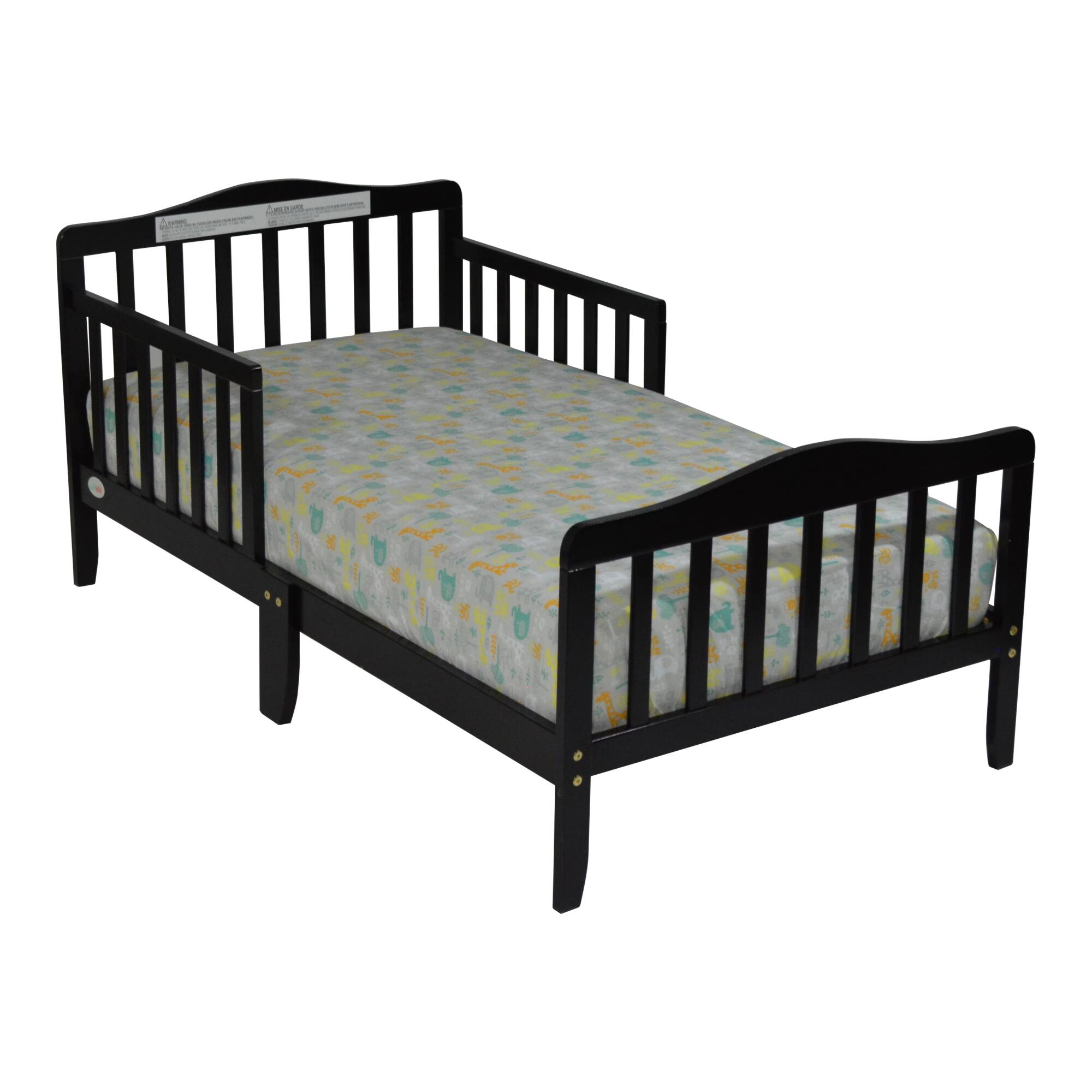 Alt View 2. GOODSILO - Classic Solid Wood Toddler Bed with Safety Rails for Child's Room Transition - Espresso.