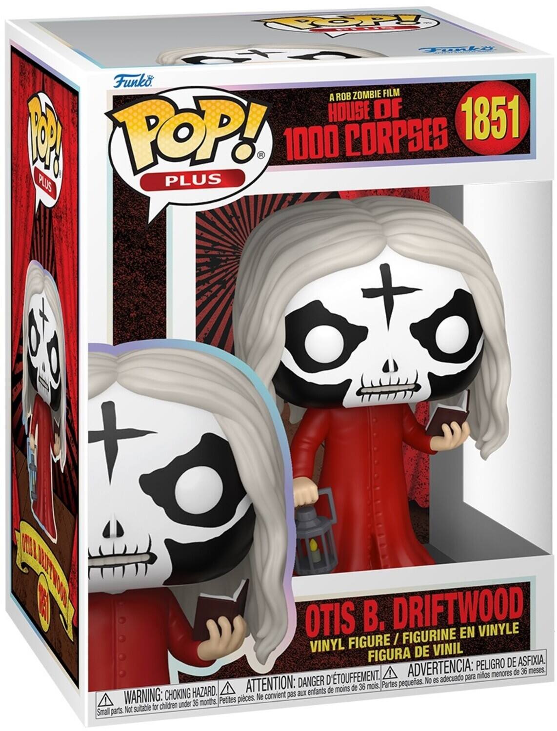 A Rob Zombie Film  
House of 1000 Corpses  
1851  

Pop! Plus  

Otis B. Driftwood  
Vinyl Figure / Figurine en Vinyle / Figura de Vinilo  

Warning: Choking Hazard. Small parts. Not suitable for children under 36 months.  
Attention: Danger d'étouffement. Ne convient pas aux enfants de moins de 36 mois.  
Advertencia: Peligro de asfixia. No es adecuado para niños menores de 36 meses.