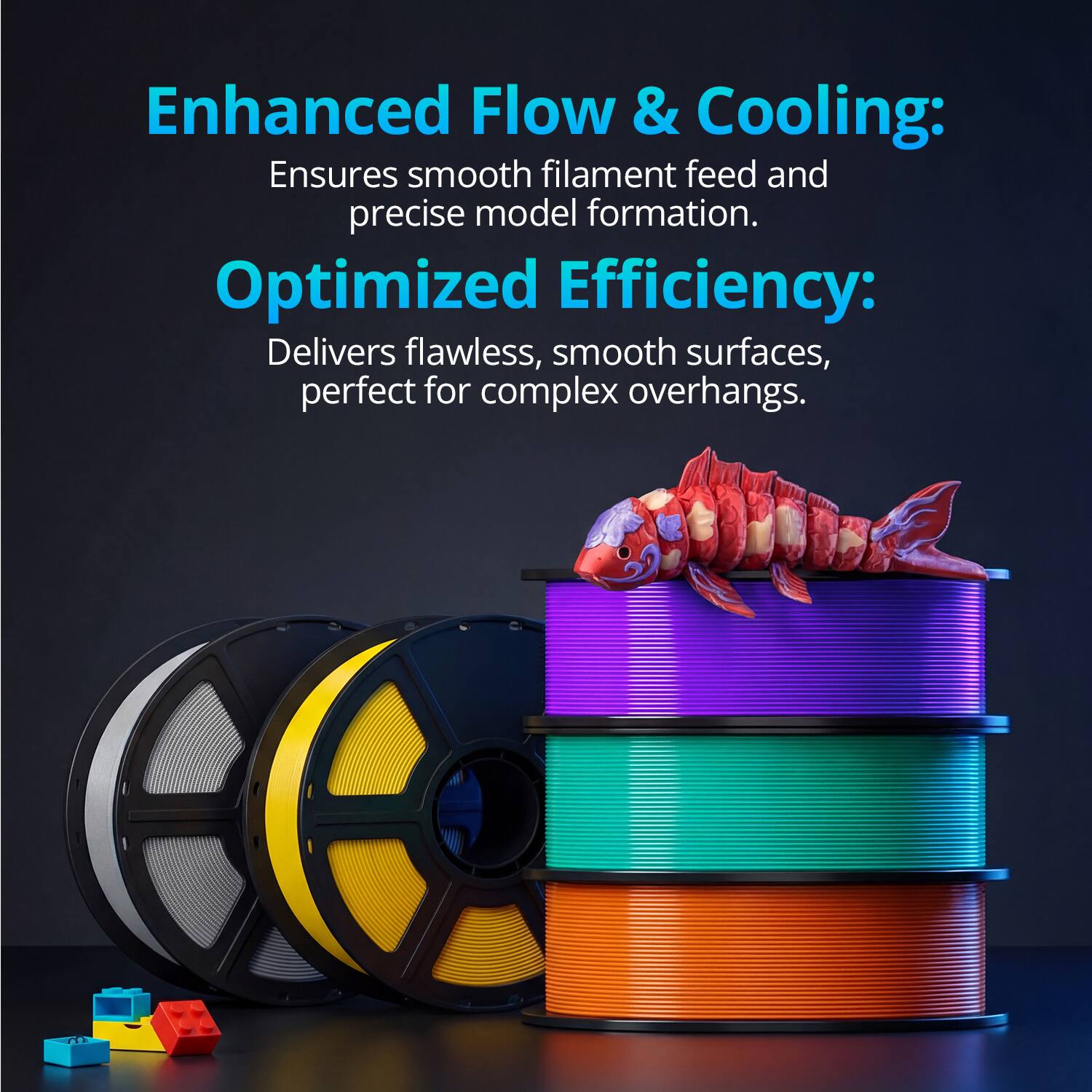 Enhanced Flow & Cooling: Ensures smooth filament feed and precise model formation.  
Optimized Efficiency: Delivers flawless, smooth surfaces, perfect for complex overhangs.