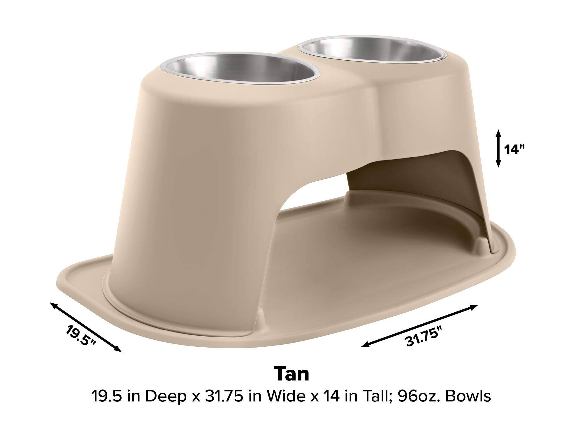 14"  
19.5" 31.75" Tan  
19.5 in Deep x 31.75 in Wide x 14 in Tall; 96oz. Bowls