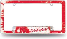 Rico Industries - Nebraska Cornhuskers Chrome Metal License Plate Frame with Bold Tie Dye Design - Multi