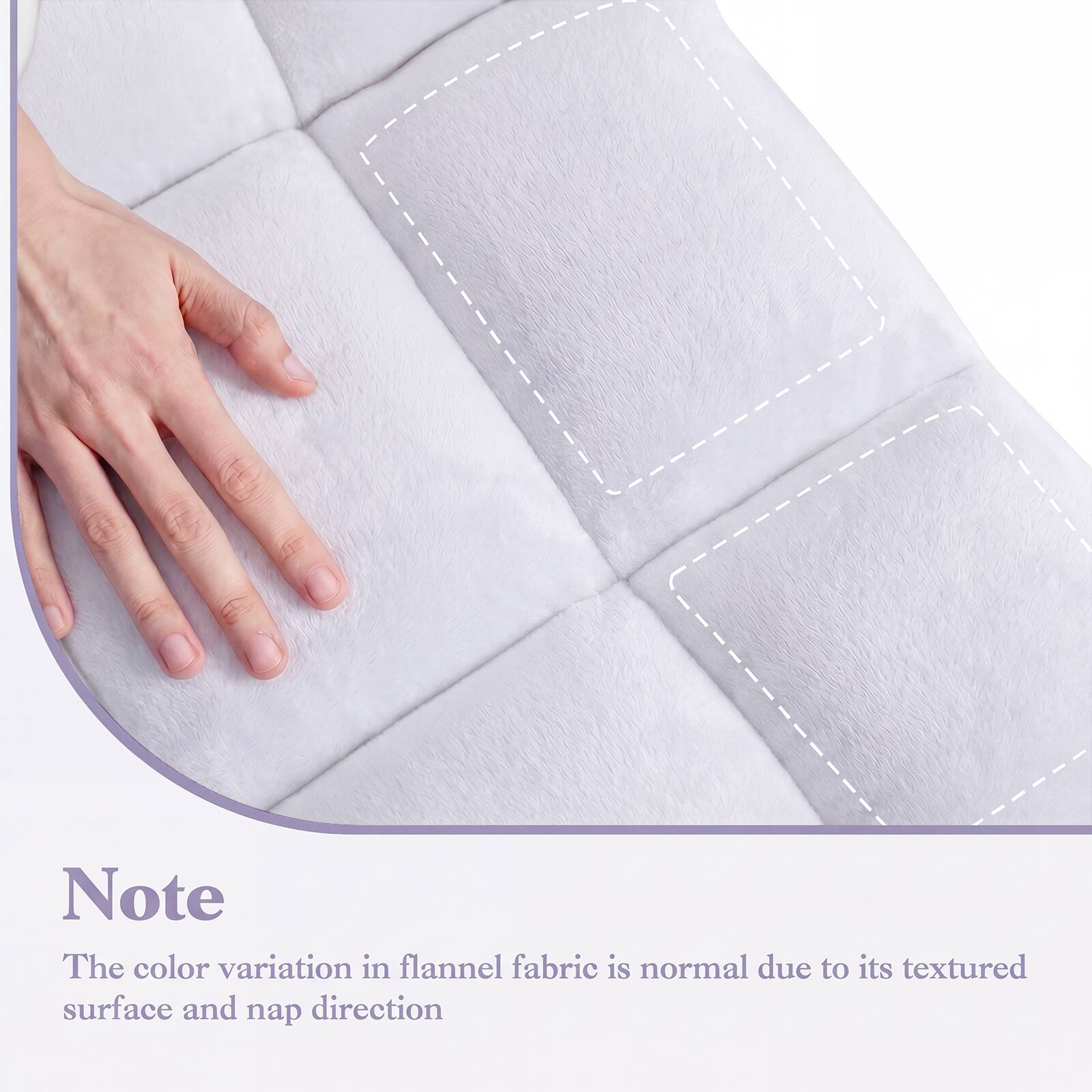 Note: The color variation in flannel fabric is normal due to its textured surface and nap direction.
