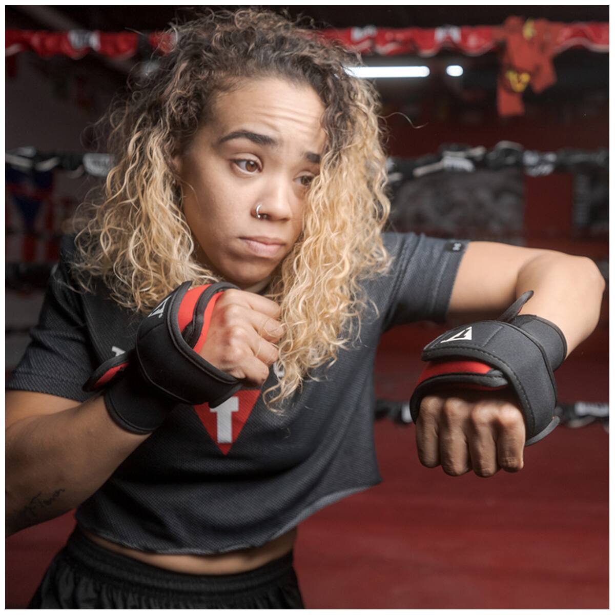 Alt View 5. TITLE Boxing - Title Boxing Deluxe Weighted Gloves - 2 lbs. - Black.