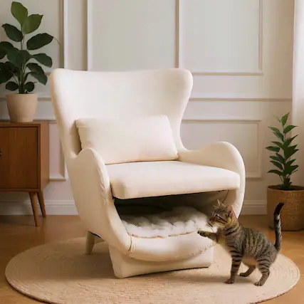 Front. Bestier - 2 in 1 Pet Friendly Modern Velvet Lounge Chair Upholstered Accent Chair for Living Room or Office - White.