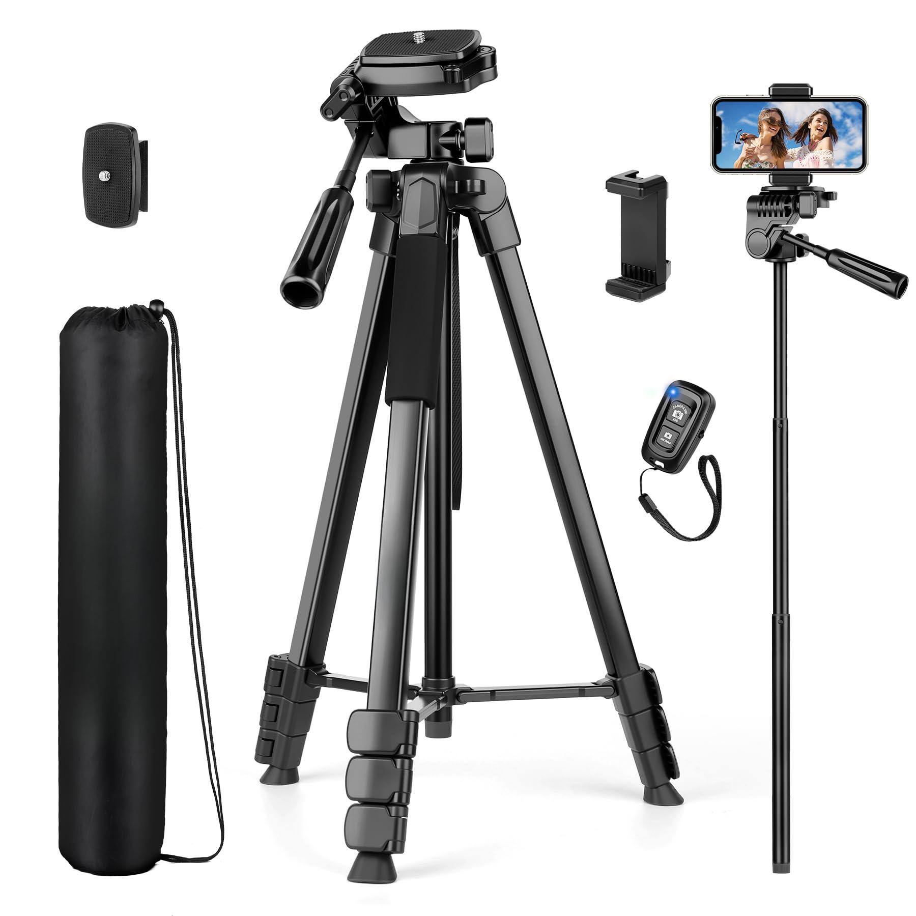 Front. METALTON - Phone Tripod Cell For Extra Long Tall Tripods Selfie Stick With Wireless Remote Extendable Holder Stand Cam... - Black.