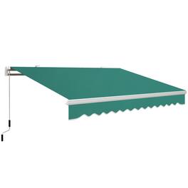 Outsunny - 13' x 8' Retractable Awning, Patio Awnings, Sunshade Shelter w/ Manual Crank Handle, UV & Water-Resistant Fabric - Green