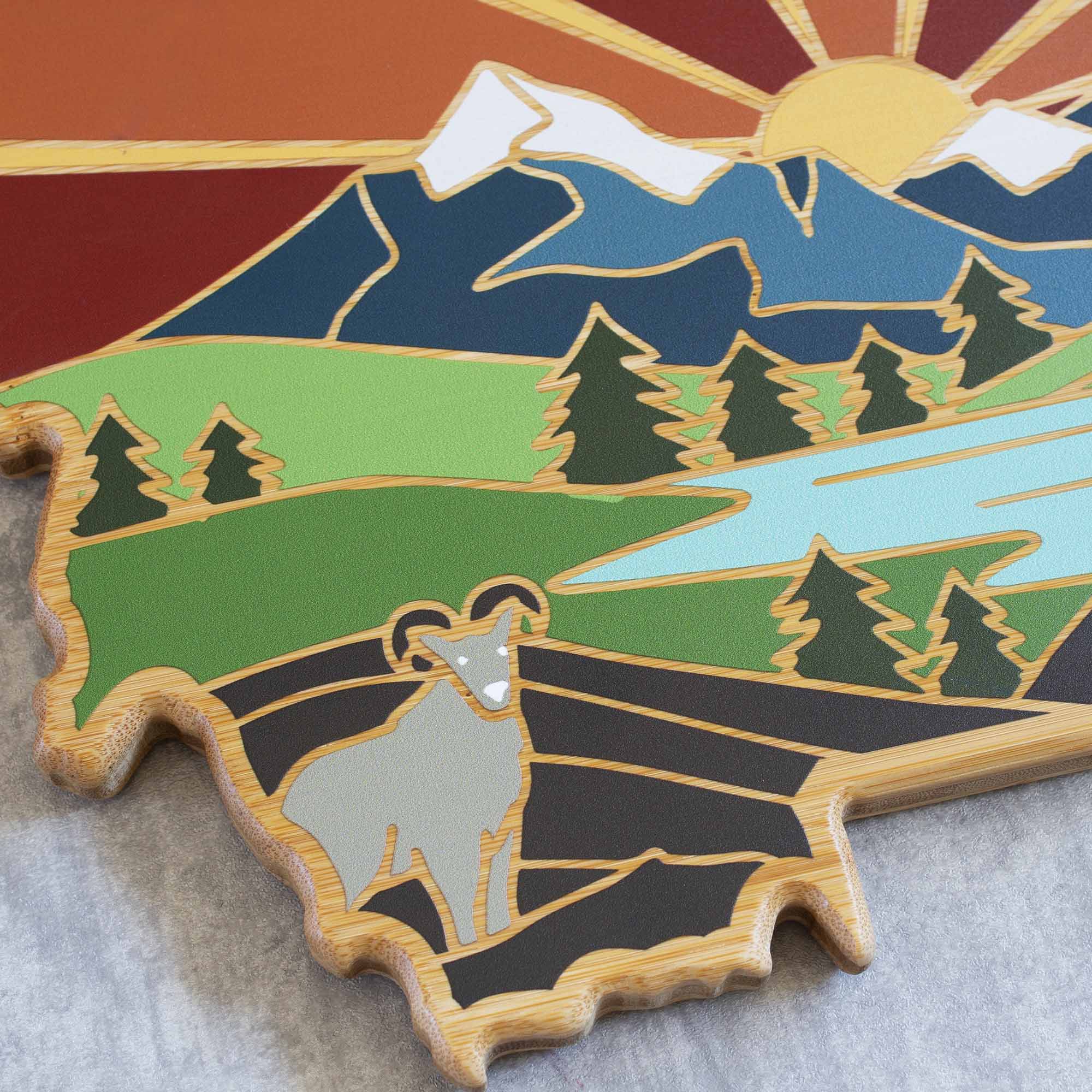 Alt View 3. Totally Bamboo - Montana Cutting Board with Artwork by Summer Stokes.