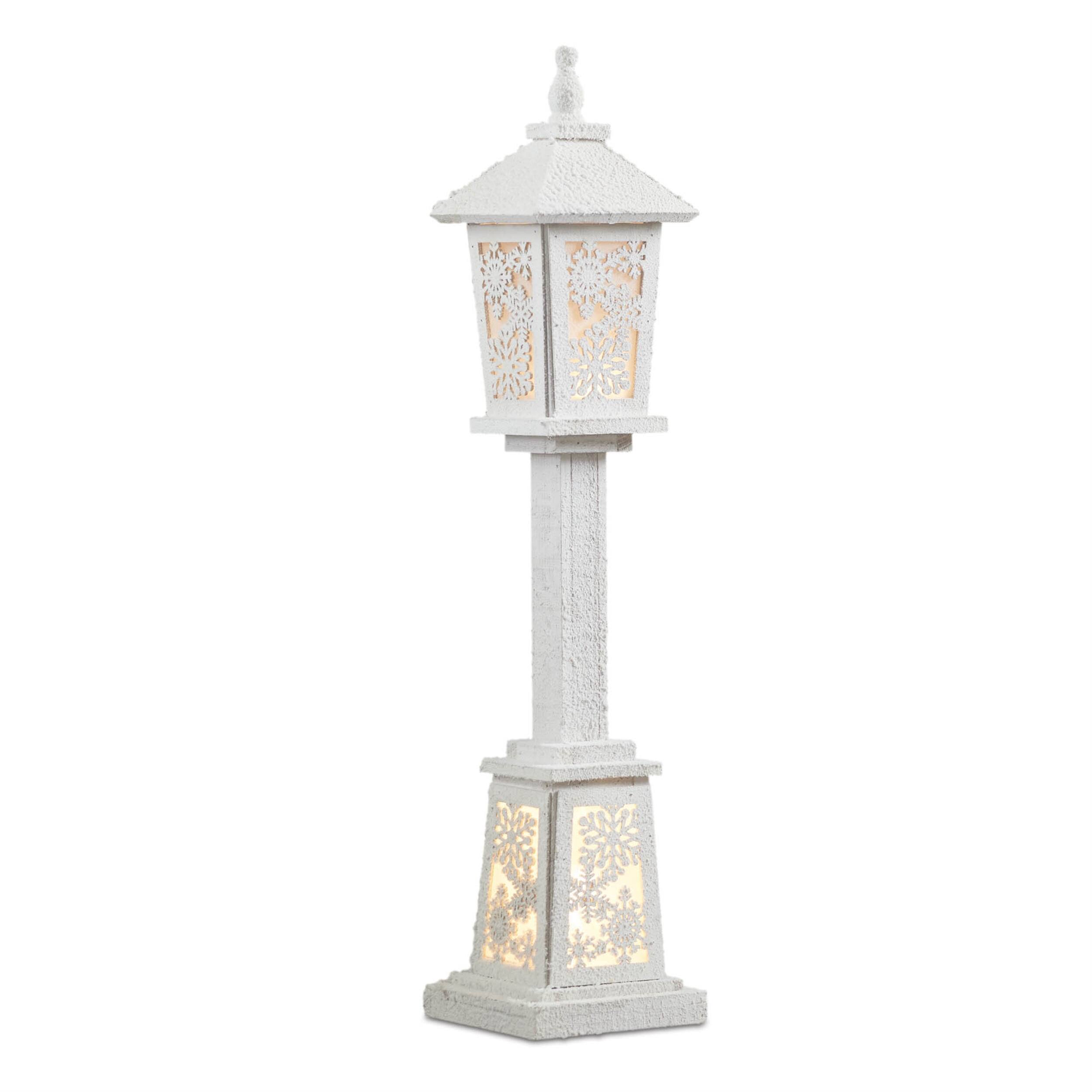 Front. BreeBe - LED Winter Lantern Post 32"H - White.