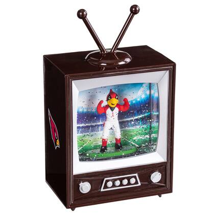 Front. Evergreen Enterprises - Arizona Cardinals 8" Vintage TV Water Globe Lantern with Mascot - Brown.